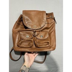 VTG Coach Pebble Leather‎ Billie Saddle Brown Backpack